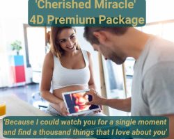 private 4d scan digital download at home on tablet device by pregnant woman and partner to experience bonding scan